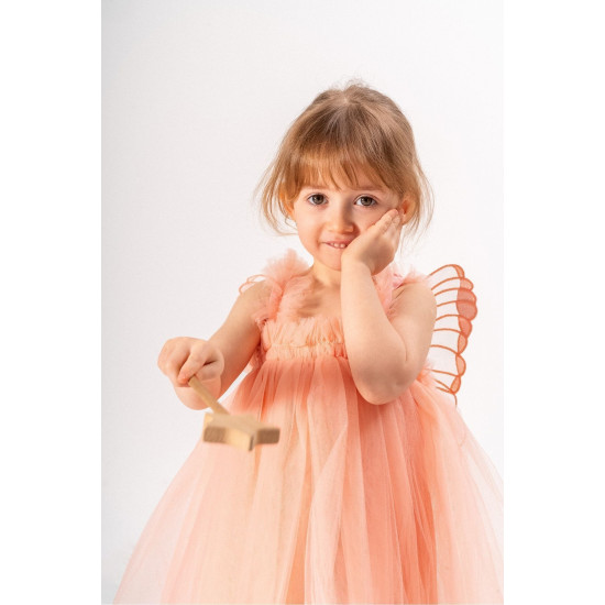 Kız Bebek Kız Çocuk Doğum Günü Parti Düğün Yazlık Elbise Tüllü Tütü Astarlı Bebek Takım Bebek Giyim Turuncu