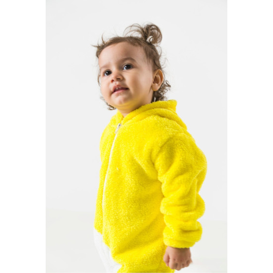 Welsoft Peluş Unisex Kışlık Bebek Takımları Çocuk Giyim Bebek Kıyafeti çocuk kostümü Sarı Tavşan