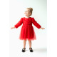 BabyAnimals Güllü Fiyonklu Tüllü Tütü Kız Çocuk Elbise Kırmızı