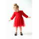 BabyAnimals Güllü Fiyonklu Tüllü Tütü Kız Çocuk Elbise Kırmızı