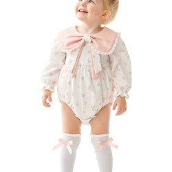 Kız Bebek Romper Kız Çocuk Romper Doğum Günü Parti Düğün Elbise Fiyonk Uzun Kol Romper | Pudra