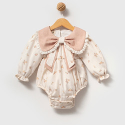 Kız Bebek Romper Kız Çocuk Romper Doğum Günü Parti Düğün Elbise Fiyonk Uzun Kol Romper | Açık Kahve