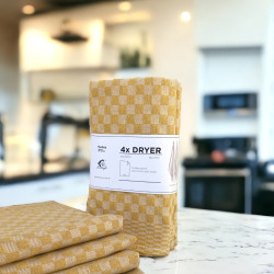 Kentsoylu Mutfak Kurulama Bezi 4 Adet Hardal Sarı Damalı Desen 40x60 cm