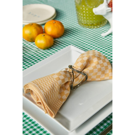 Kentsoylu Mutfak Kurulama Bezi 4 Adet Hardal Sarı Damalı Desen 40x60 cm