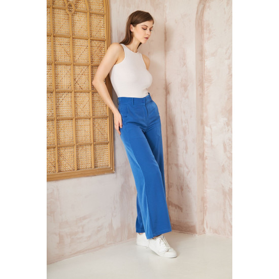 Pasaklı Giyim Kupra İpek Palazzo Pantolon İndigo