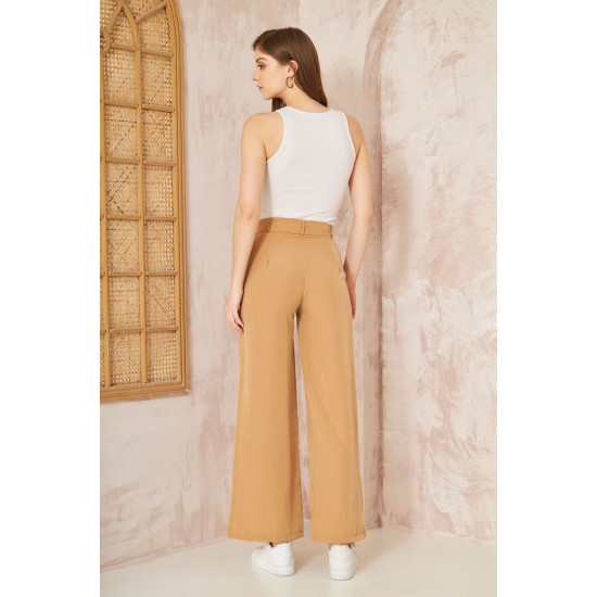 Pasaklı Giyim Kupra İpek Palazzo Pantolon Karamel