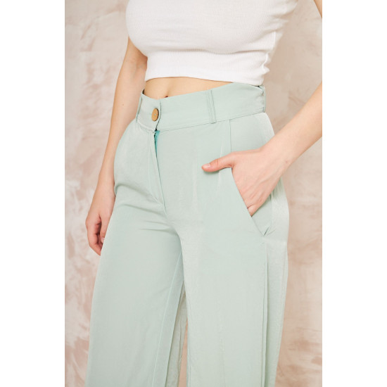 Pasaklı Giyim Kupra İpek Palazzo Pantolon Mint Yeşil
