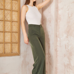 Pasaklı Giyim Kupra İpek Palazzo Pantolon 3427220 Haki