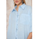Pasaklı Giyim Kadın Flamlı Keten Gömlek Mavi