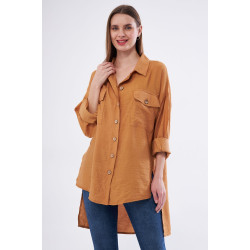 Pasaklı Giyim Kadın Oversize Arkası Uzun Tunik Gömlek 3524352 Bej