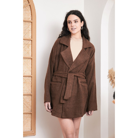 Pasaklı Giyim Kadın Kaşe Kaban Kahverengi