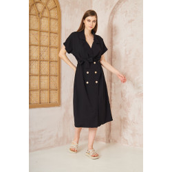 Pasaklı Giyim Kadın Keten Ceket Elbise 3162451 Siyah
