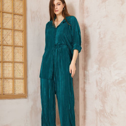 Pasaklı Giyim kadın Piliseli Bürümcük Pantolon Tunik Alt Üst Takım 3573374 Zümrüt