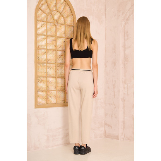Pasaklı Giyim Kadın Bilek Boy Pantolon-Eşorfman, Bej