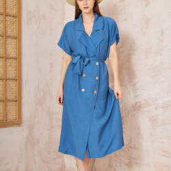 Pasaklı Giyim Kadın Keten Ceket Elbise 3162451 İndigo