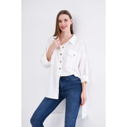 Pasaklı Giyim Kadın Oversize Arkası Uzun Tunik Gömlek 3524352 Beyaz