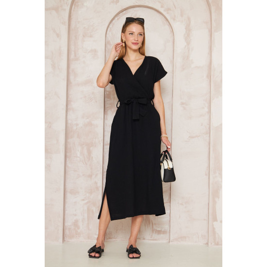 Pasaklı Giyim Kadın %100 Pamuk Müslin Elbise Siyah