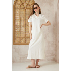 Pasaklı Giyim Kadın Polo Yaka Elbise 3525275 Beyaz