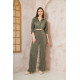 Pasaklı Giyim kadın Piliseli Bürümcük Pantolon Tunik Alt Üst Takım Haki