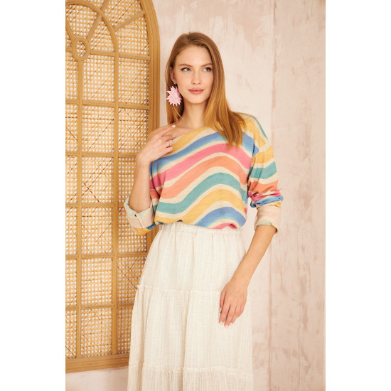 Pasaklı Giyim Kadın Akrilik Kazak Gökkuşağı