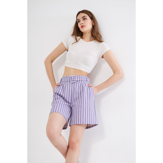 Pasaklı Giyim Kadın Gabardin Mini Şort Mor