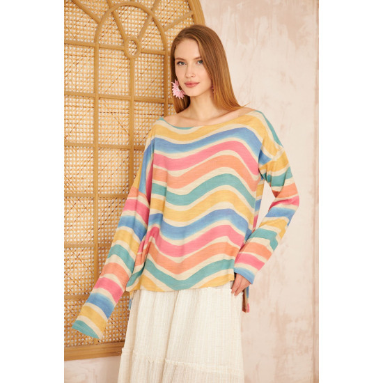 Pasaklı Giyim Kadın Akrilik Kazak Gökkuşağı