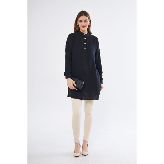 Pasaklı Giyim Kadın Müslin Tunik Gömlek Siyah