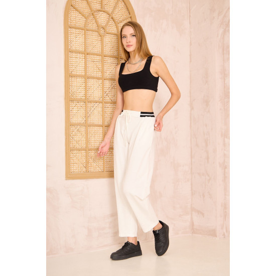 Pasaklı Giyim Kadın Bilek Boy Pantolon-Eşorfman, Beyaz