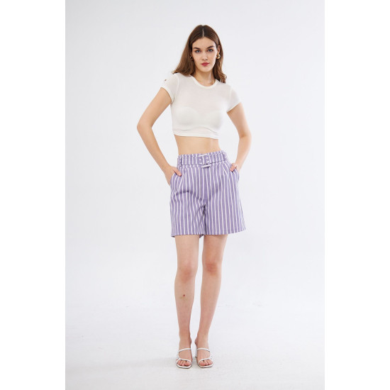 Pasaklı Giyim Kadın Gabardin Mini Şort Mor