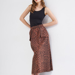 Pasaklı Giyim Kadın Kamuflaj Desen Gabardin Etek  Leopar 3553220