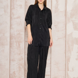 Pasaklı Giyim kadın Piliseli Bürümcük Pantolon Tunik Alt Üst Takım 3573374 Siyah