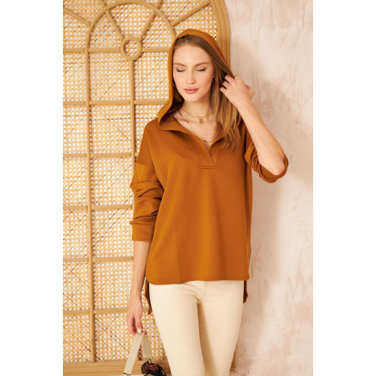 Pasaklı Giyim Kadın Kapüşonlu Sweatshirt Kahverengi