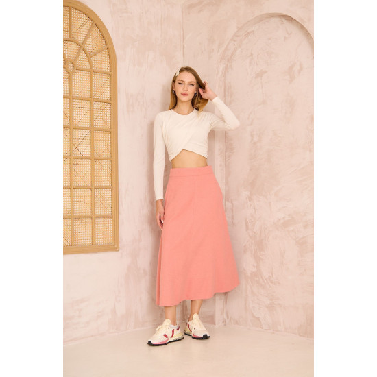 Pasaklı Giyim Kadın Kiloş Kaşe Etek Pembe