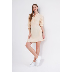 Kadın Taş Muslin Uzun Kollu Hakim Yaka Cepli Günlük Yazlık Tunik Gömlek Elbise 3520340