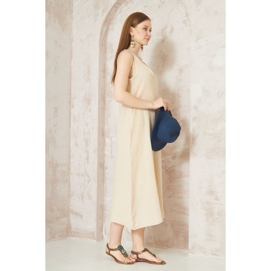 Pasaklı Giyim Kadın %100 Pamuk Müslin Elbise Taş