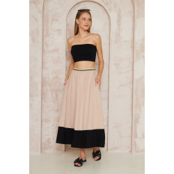Pasaklı Giyim Kadın Kiloş Etek Renk Bloklu 3535230 Bej