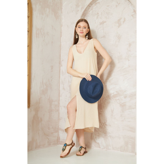 Pasaklı Giyim Kadın %100 Pamuk Müslin Elbise Taş