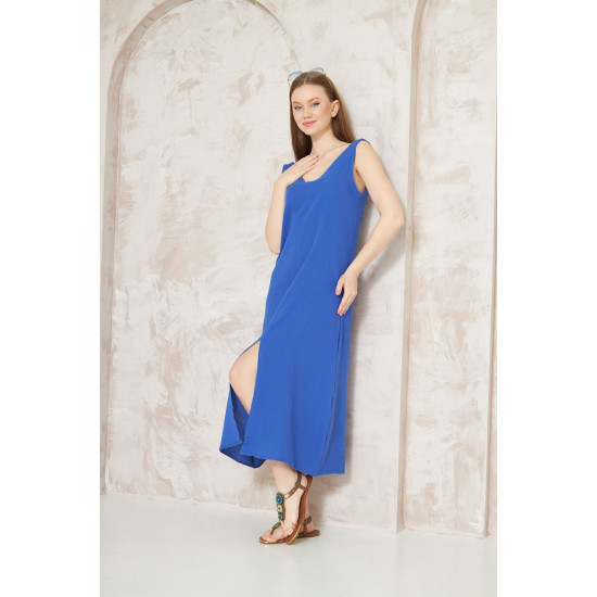 Pasaklı Giyim Kadın %100 Pamuk Müslin Elbise İndigo