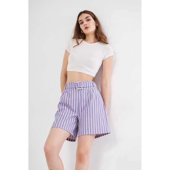 Pasaklı Giyim Kadın Gabardin Mini Şort Mor