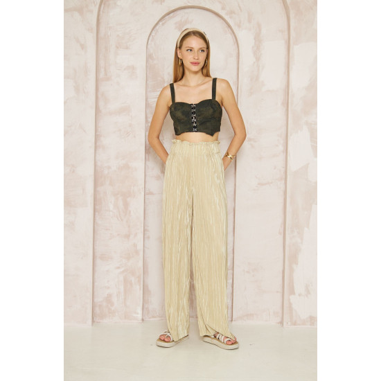 Pasaklı Giyim Bürümcük Örme Pantolon Sarı