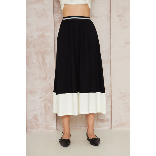 Pasaklı Giyim Kadın Kiloş Etek Renk Bloklu Siyah
