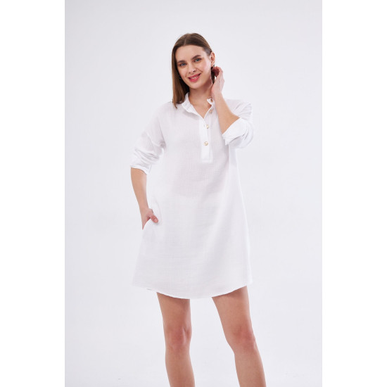 Pasaklı Giyim Kadın Müslin Tunik Gömlek Beyaz