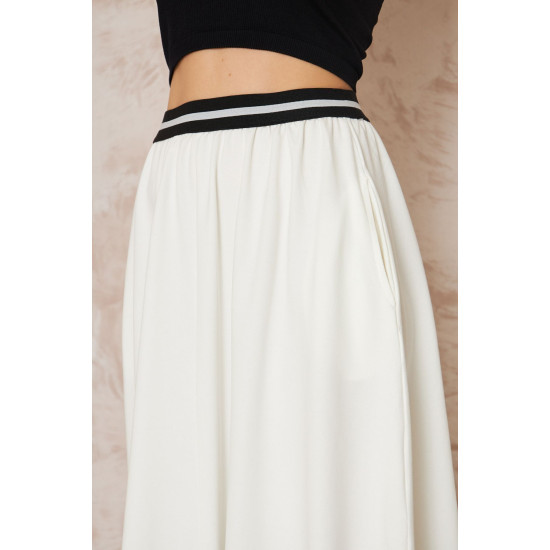 Pasaklı Giyim Kadın Kiloş Etek Renk Bloklu Beyaz