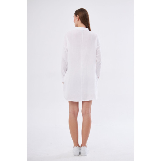 Pasaklı Giyim Kadın Müslin Tunik Gömlek Beyaz