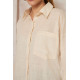 Pasaklı Giyim Kadın Flamlı Keten Gömlek Bej