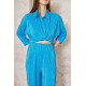 Pasaklı Giyim kadın Piliseli Bürümcük Pantolon Tunik Alt Üst Takım Mavi
