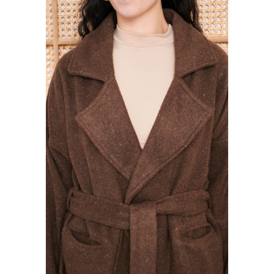 Pasaklı Giyim Kadın Kaşe Kaban Kahverengi