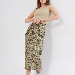 Pasaklı Giyim Kadın Kamuflaj Desen Gabardin Etek  Haki Bej 3553220