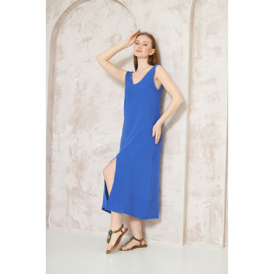 Pasaklı Giyim Kadın %100 Pamuk Müslin Elbise İndigo