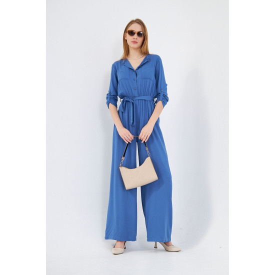 Pasaklı Giyim Kadın Viskon Tulum İndigo